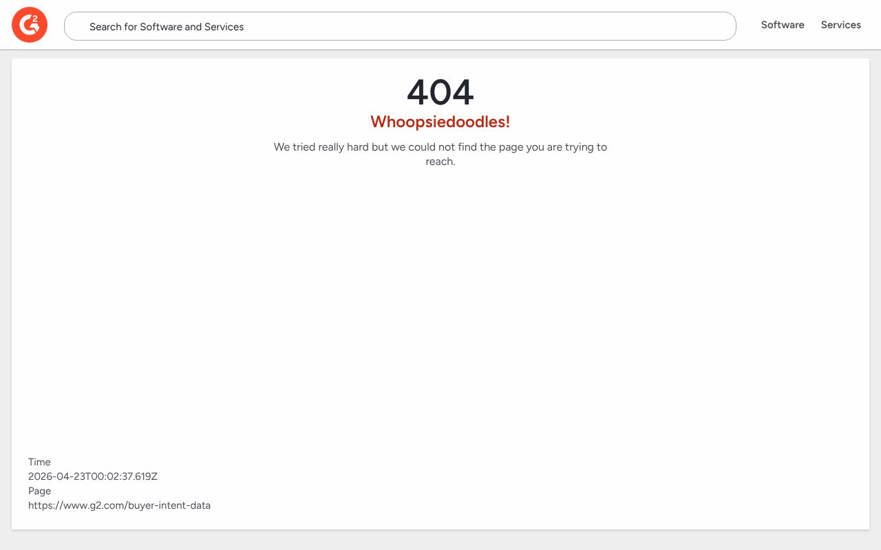 G2 Buyer Intent homepage - third-party intent data from software review traffic