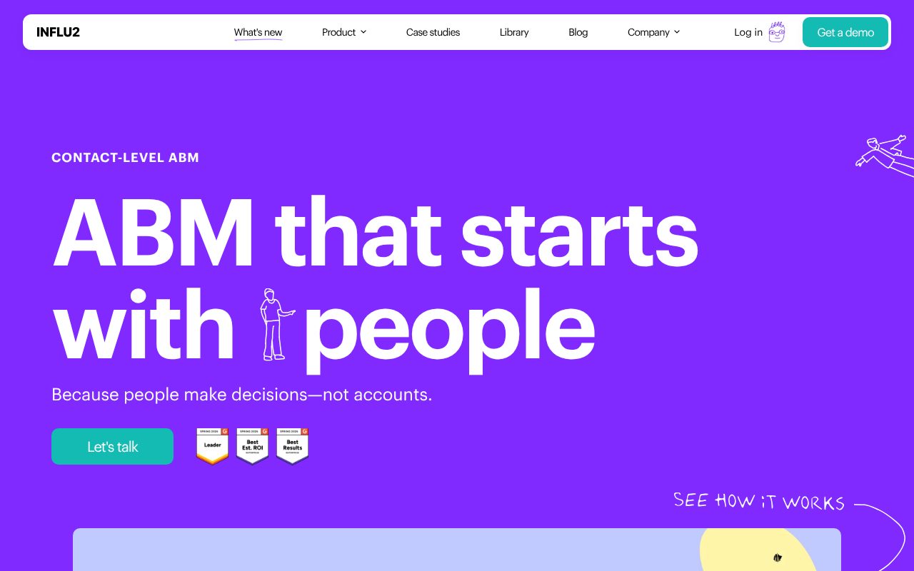 Influ2 homepage - account-based contact-level advertising platform for B2B