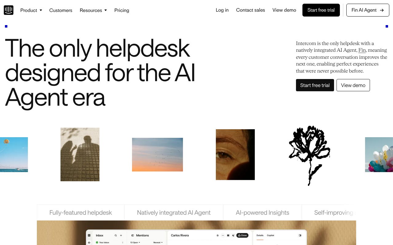 Intercom homepage - customer messaging and conversational engagement platform