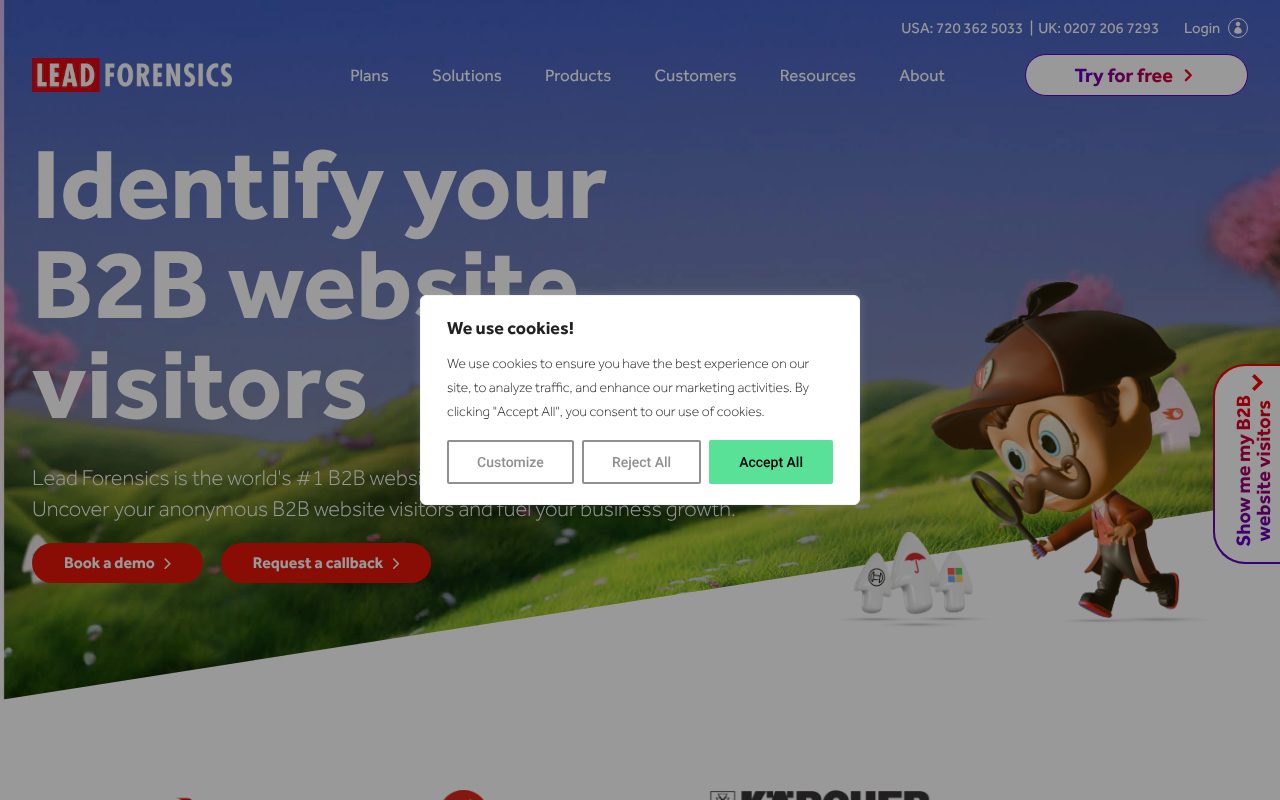 Lead Forensics homepage - B2B website visitor identification and reverse IP lookup platform