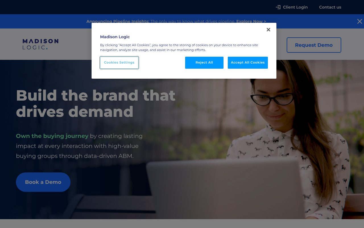 Madison Logic homepage - ABM advertising and content syndication for enterprise B2B