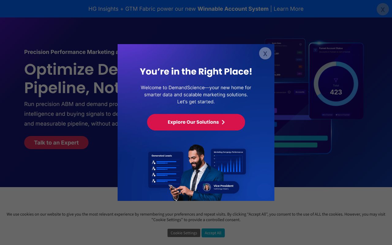 Terminus homepage - multichannel account-based marketing